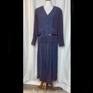 Vintage Choon Purple 2pc Blazer with Fringe and Pleated Skirt (Sz12)